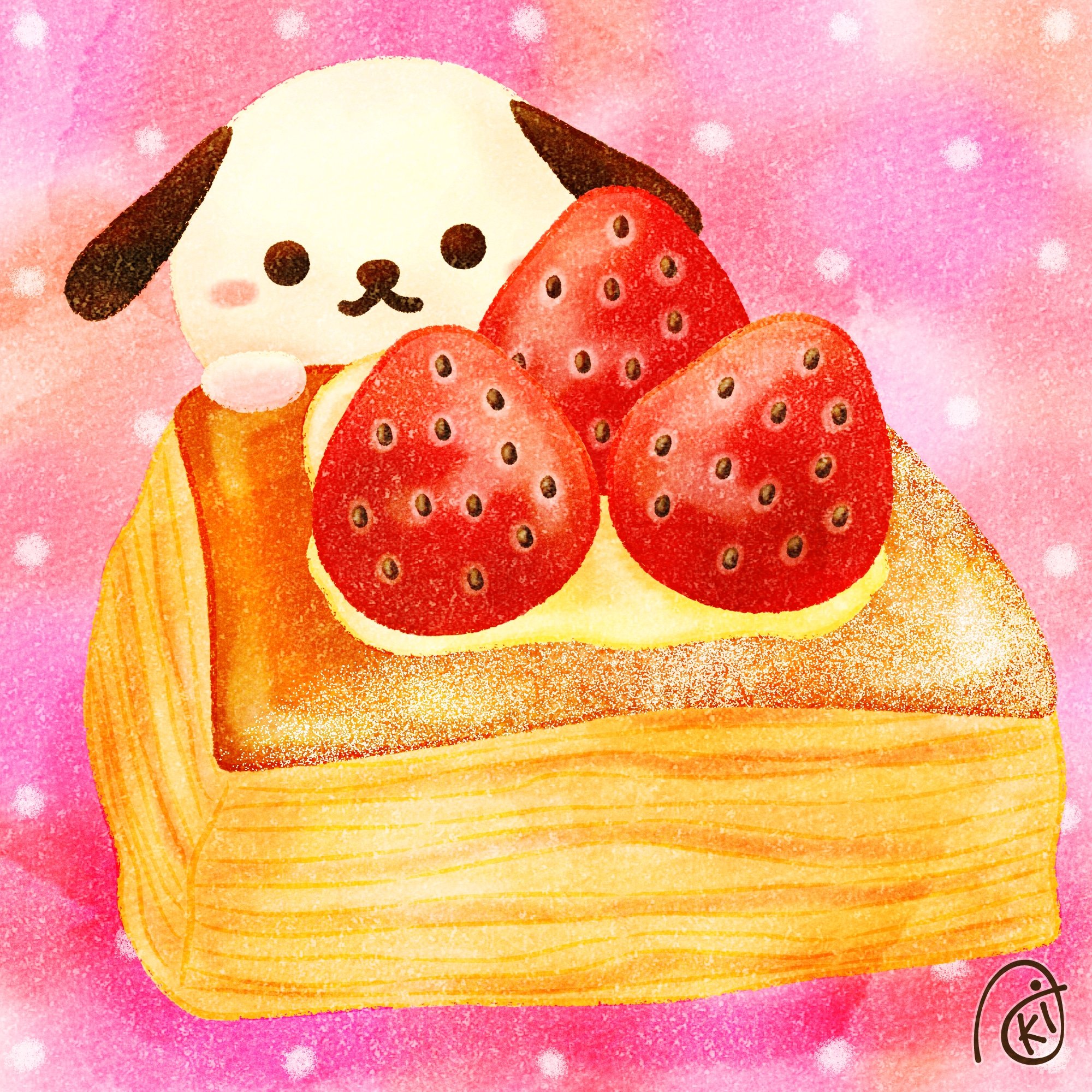 Aki いちごデニッシュパン イラスト お絵描き 犬 ワンワン いちご デニッシュパン T Co Fh1bar2tml Twitter