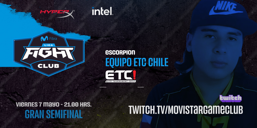 ¡Recuerda que esta semana se pelea la semifinal de la #LigaMovistarFibraFightClub !
Uno de los semifinalistas es #ScorpionProcs de <a href="/ETCChile/">ETCChile</a> ¿Pasará a la ronda final?💀
Se parte de las mejores peleas el Viernes 7 de Mayo a las 9 PM en nuestro canal de #Twitch /MovistarGameClub 📺