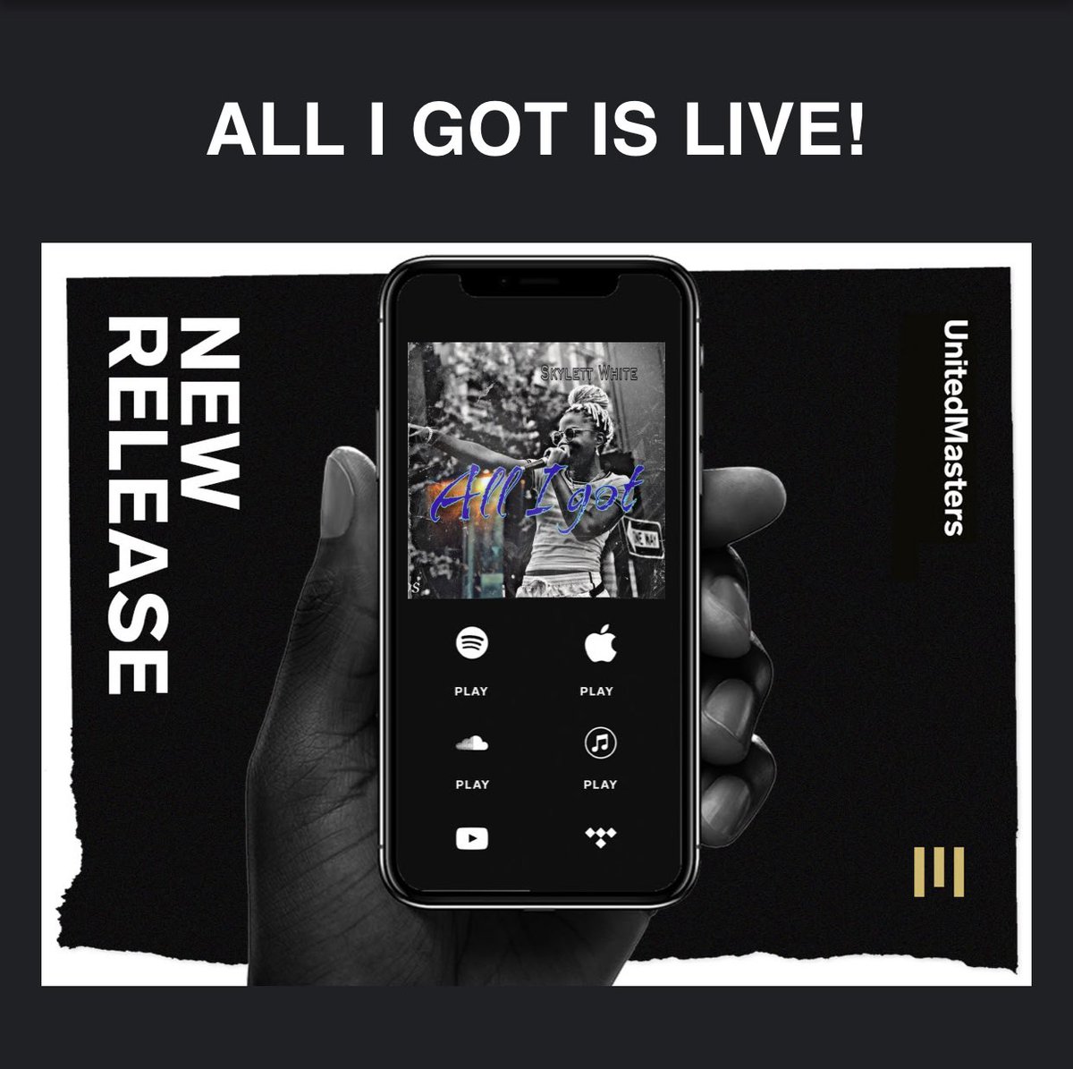 skysolfresh's tweet photo. “ALL I GOT “ LIVE !! Click the link in bio for full [Music Video ] Available for Streaming 🔋🔋🔋⚡️⚡️⚡️EVERYWHERE 🔌⚡️ 
      https://t.co/l6OvNUsTN3 https://t.co/J4glCmc4dD