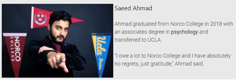 Check out what our psychologists at <a href="/NorcoCollege/">Norco College</a> have for you.  Saeed used his Norco College Associates Degree in psychology to transfer to UCLA in 2018!

norcocollege.edu/news/Pages/Pro…