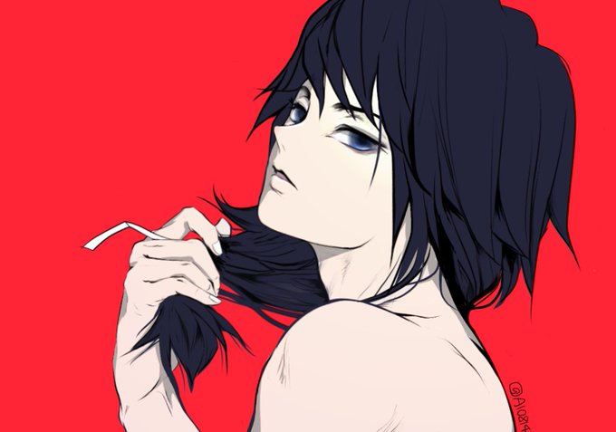 えーちゃんさんがTwitterに投稿した冨岡義勇(鬼滅の刃)のイラスト。