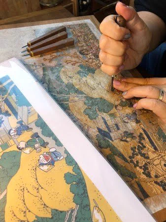 @Hikikomori_ 制作過程ありました！٩( ᐛ )و 絵師様や職人様方の紹介も✨（菅香世子/鉄井裕和/九代　岩野市兵衛/渡辺直仁/江幡喜之）
株式会社版三『浮世絵工房』（@UkiyoeWork）
・「ドラえもん」浮世絵シリーズ新作、初めてのお花見！│PR TIMES
