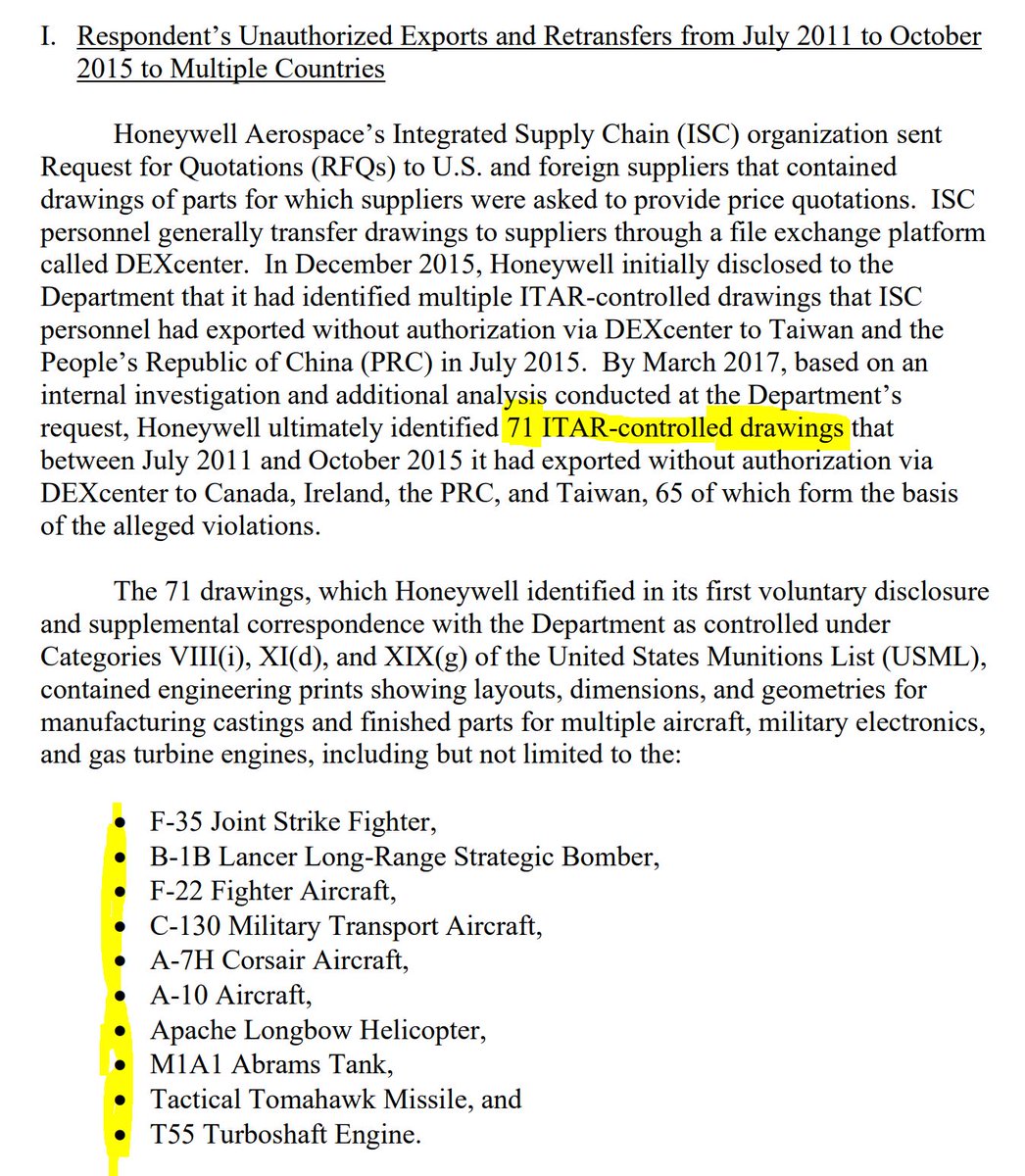 Honeywell announcement is straight from State Dept, as of 3 May 21.71 classified ITAR items material to next-generation warfighting tech have been successfully lifted over the past decade, via direct espionage, and nobody will be held accountable... a $8-13M slap on the wrist.