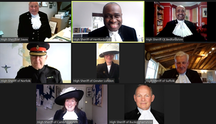 HertsSheriff's tweet photo. Really happy to be working with these High Sheriffs, now friends and colleagues working some common and important aims and interests on behalf of Her Majesty. StrongerTogether2021-22 #SupportingtheJudiciary https://t.co/zGteIRLoL6