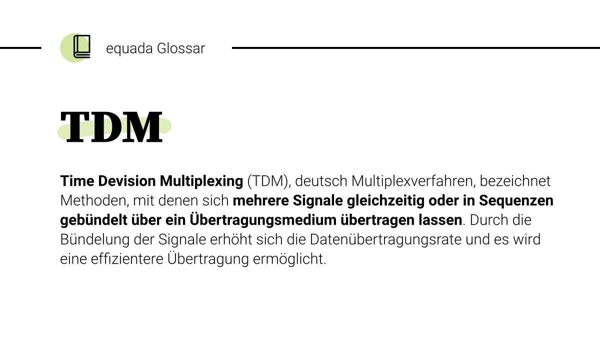 Es ist wieder Zeit für unser #equada #Glossar! Hier finden Sie alle wichtigen Fachbegriffe und eine kurze Erklärung der Telko-Branche. 

Heute erläutern wir den Begriff „TDM“:

#cloudtelefonie #tdm #signale #datenübertragung #voip #voipsolutions #cloudsolutions #WeLoveIT #LoveIT