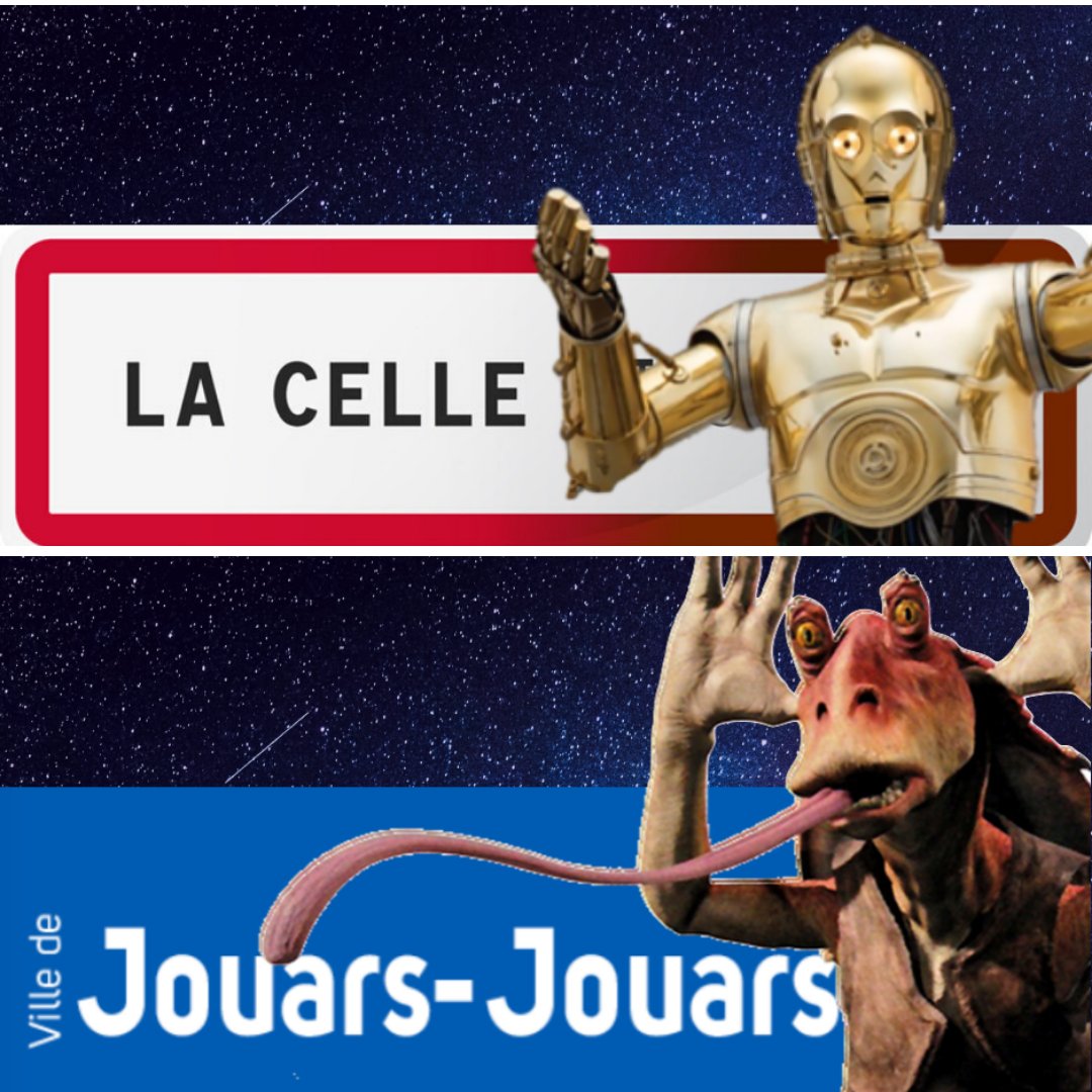Les_Yvelines's tweet image. #MayTheFourth 🚀 Aujourd'hui c'est le #StarWarsDay. L'occasion de s'amuser avec le nom des communes yvelinoises !
⭐ Beynes Kenobi
⭐ Kylo Ren-nemoulin
⭐ Chatoubacca 
⭐ La Celle-3PO
⭐ Jouars-Jouars Binks 
⭐ Darth Maule
On attend vos jeux de mots ! 😄