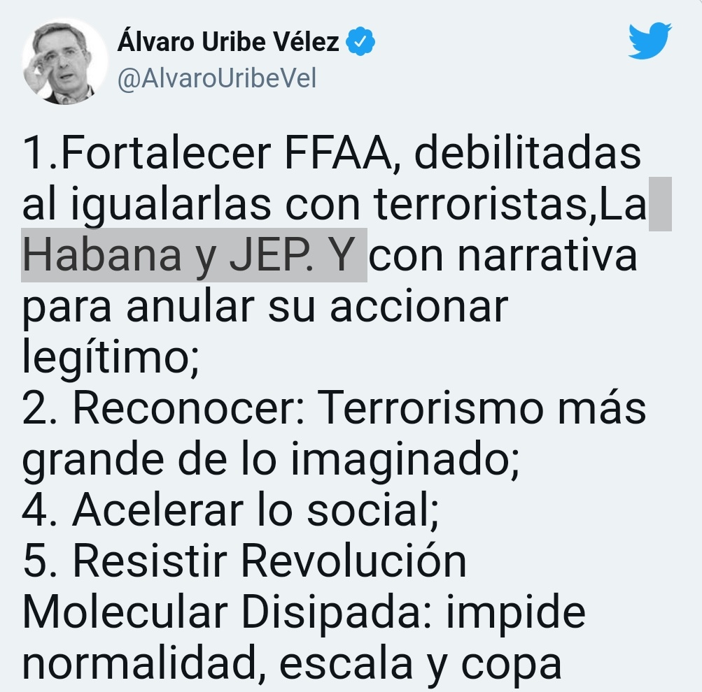 Natalia y punto. (@nataliaescribe) on Twitter photo Mucho ojo a este hilo que abro: ¿Le pareció raro lo de la revolución molecular disipada que nombró el señor <a href="/AlvaroUribeVel/">Álvaro Uribe Vélez</a>? Mucho ojo a este hilo que abro: ¿Le pareció raro lo de la revolución molecular disipada que nombró el señor <a href="/AlvaroUribeVel/">Álvaro Uribe Vélez</a>?