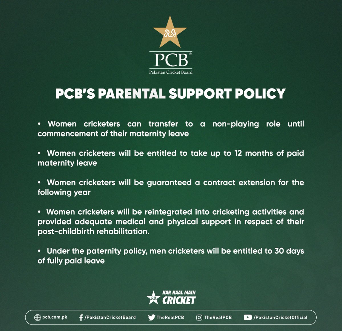 Pcb Media Pcb Has Unveiled Parental Support Policy For Cricketers Read Details Here T Co 2k39iq3hot Pcb Media Pcb Has Unveiled Parental Support Policy For Cricketers Read Details Here T Co 2k39iq3hot