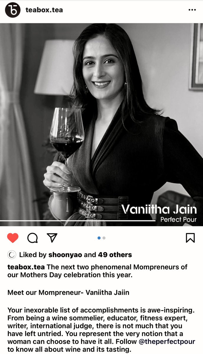 Thank you <a href="/TeaboxTea/">Teabox</a>! Made my day 🥂🌸💕 Here’s more power to all Mompreneurs out there 🙌 
..
#mothersday #teabox #vaniithajaiin #theperfectpour #women #mom #Entreprenuer #mother
