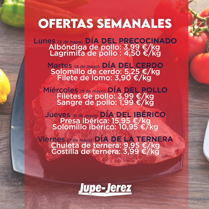 JerezJupe's tweet photo. 💥🎉OFERTAS SEMANALES🤩💥
Hoy tenemos dos PROMOCIONES geniales en el DÍA DEL CERDO:
🔹Martes (4 de mayo) DÍA DEL CERDO
👉Solomillo de cerdo: 5,25 €/kg
👉Filete de lomo: 3,90 €/kg 
Ofertas disponibles en TODAS NUESTRAS CARNICERÍAS salvo fin de existencia o error tipográfico‼️‼️ https://t.co/EJiL3R7MGz