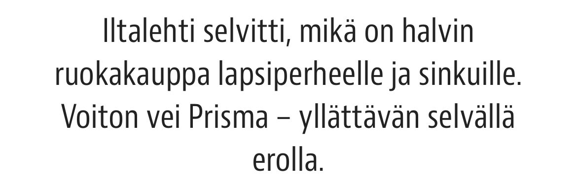 Kun on #YhtäHalpaKuinHalvin, niin yksittäiset hintavertailut ovat monesti senttipeliä puolelle tai toiselle. Nyt ero oli selvä - Prisma oli IL:n hintavertailun selvästi halvin kauppa. Ja luonnollisesti vielä Bonukset päälle.
iltalehti.fi/raha-nyt/a/9d7…