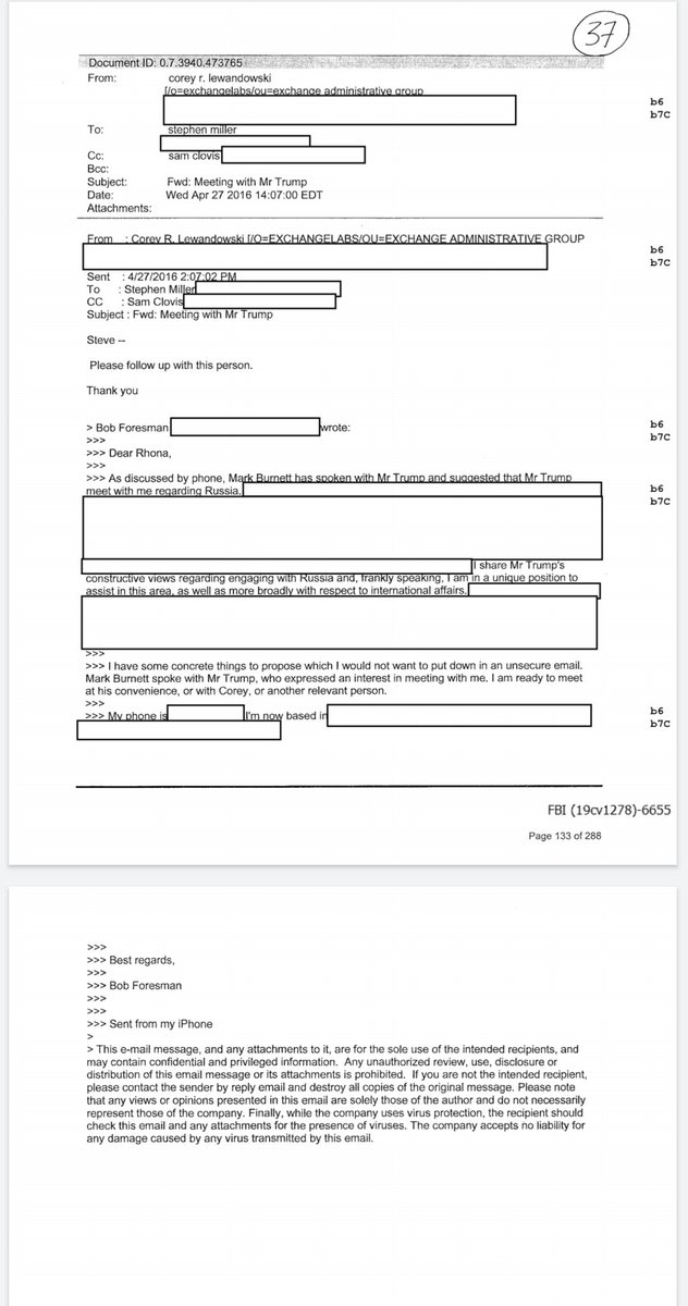 "As discussed by phone, Mark Burnett has spoken with Mr. Trump and suggested that Mr. Trump meet with me regarding Russia."