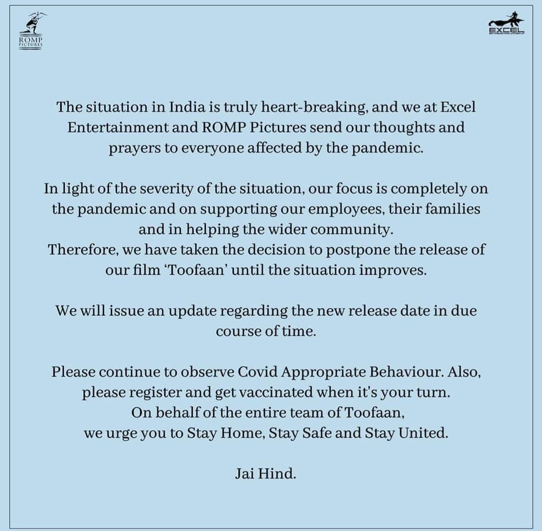 CineRanker's tweet image. #BRUpdates

#Marvel releases slate of upcoming films of the next phase along with some new footage from #ShangChi &amp;amp; #Eternals and TBA of #FantasticFour

#Toofan's release date of May 21 has been postponed in light of the raging pandemic across India. Producers issue statement