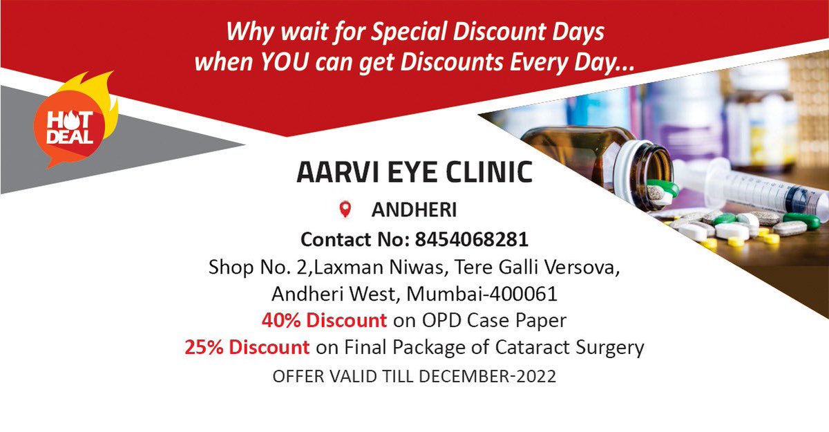 ucaindia's tweet photo. A poor vision can lead to average performance in our day to day tasks.
 
Let us not ignore this aspect of our lives in such times.

Aarvi Eye Clinic in Andheri is offering various discounts on their treatments to our UCA card holders.

#Health #Eyecare #StaySafe https://t.co/20YVvgq8ow