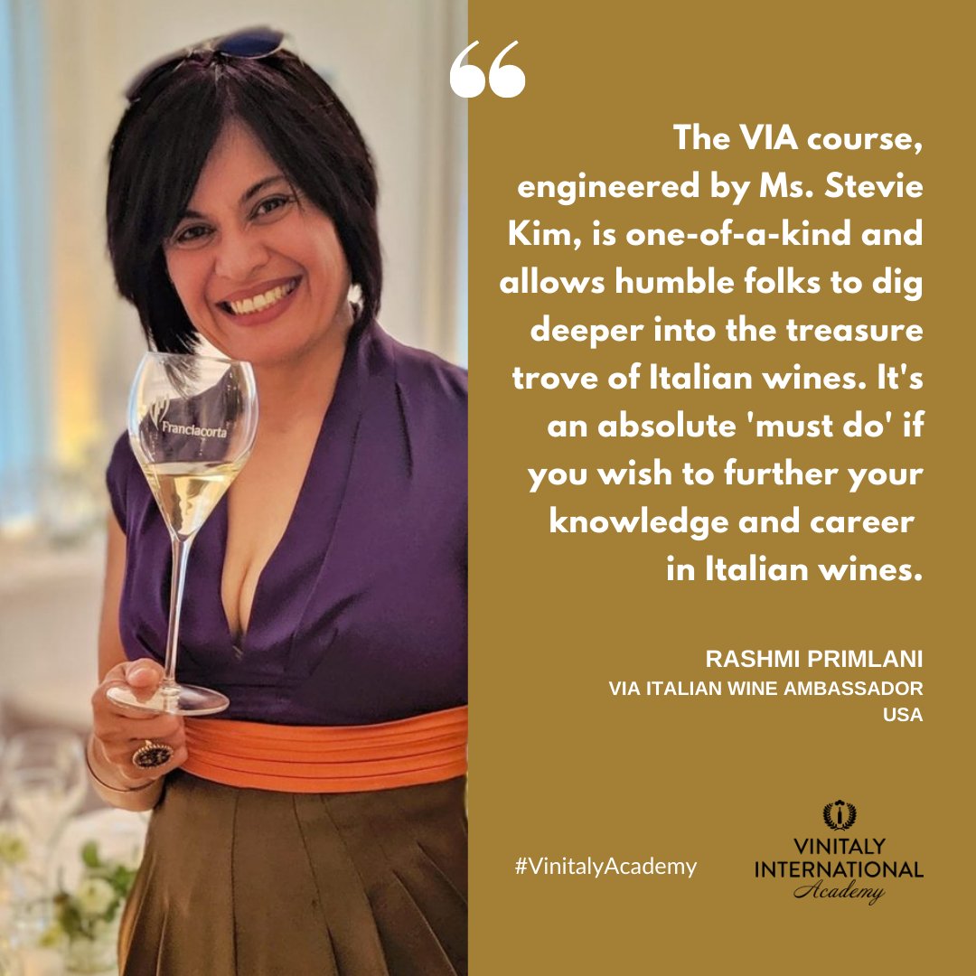 VIA Italian Wine Ambassador, Rashmi Primlani, shares feedback on her experience taking the #VinitalyAcademy course.

✨Check out our upcoming courses:

Agile Edition Verona  - vinitalyinternational.com/wordpress/via-…

Agile Edition USA - vinitalyinternational.com/via-usa-hybrid…