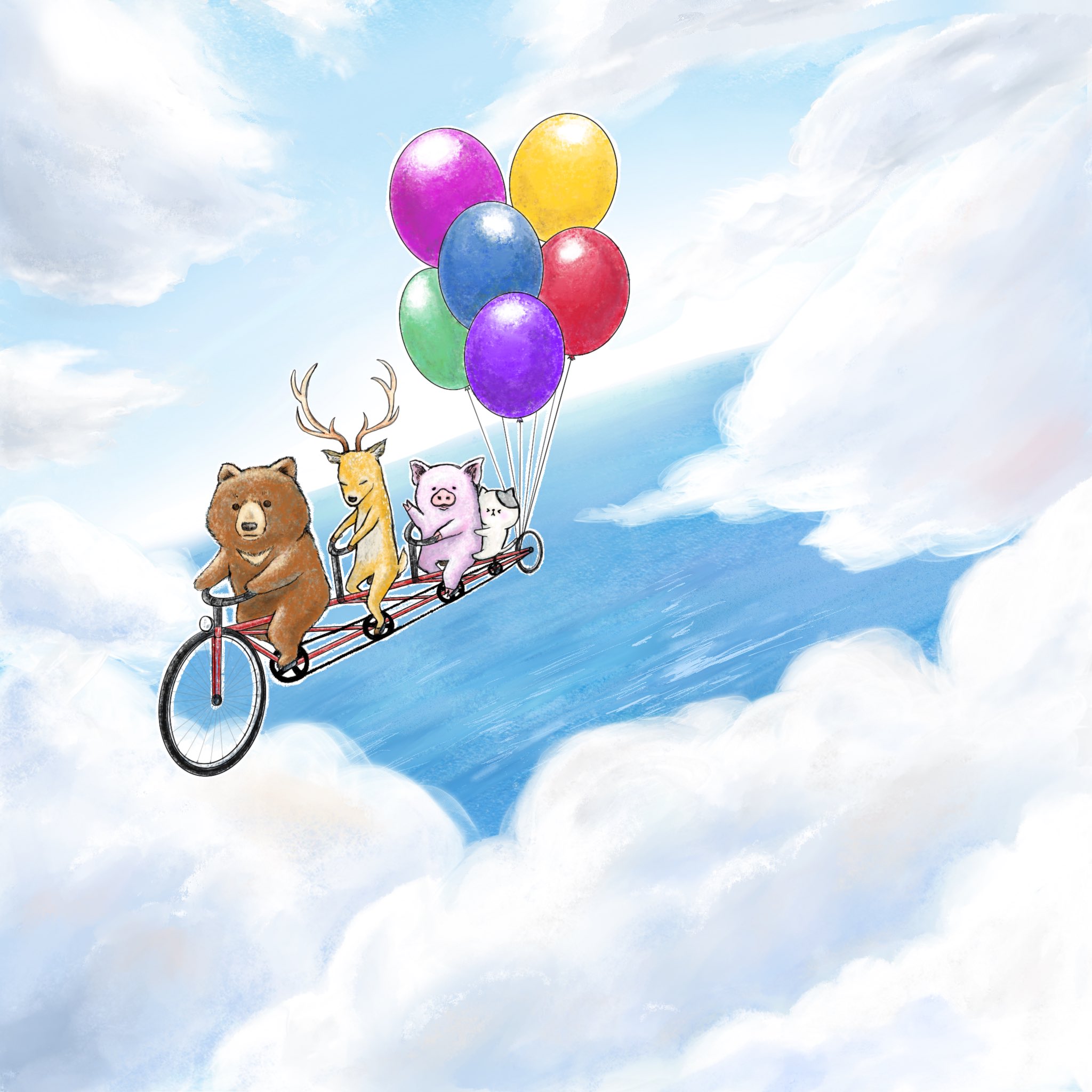 Twitter 上的 おこにゃん 空もとべるはず タンデム 自転車 空 サイクリング 風船 イラスト 可愛い デジタル 癒し 絵描きさんと繋がりたい イラスト好きな人と繋がりたい T Co 6aip1klfkd Twitter
