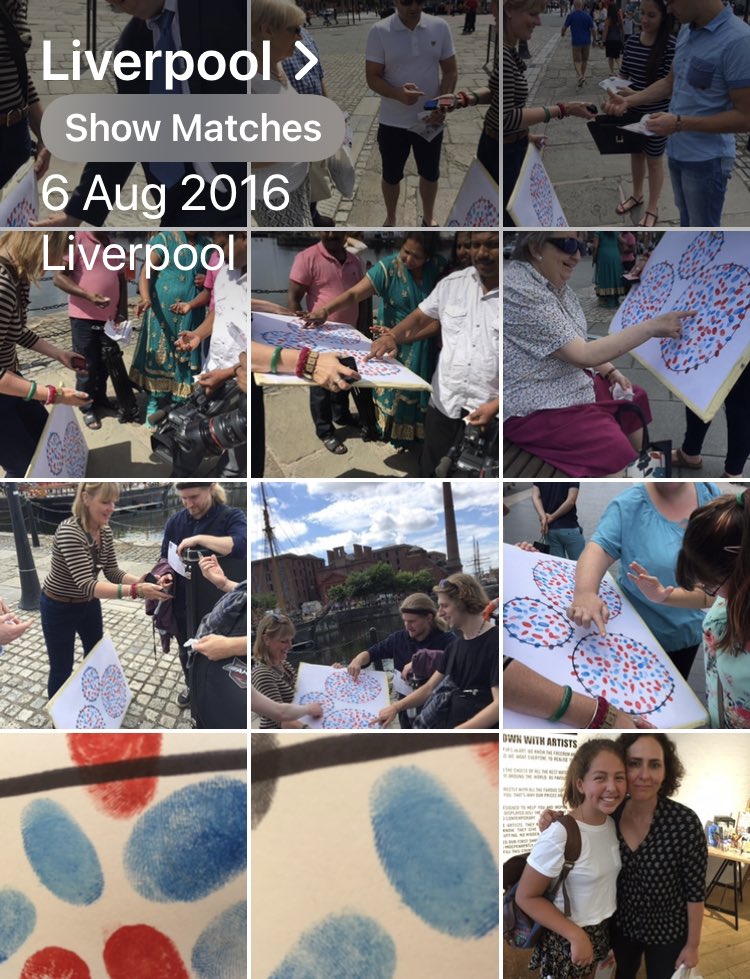 ElaineRartist's tweet photo. Liverpool adding their #fingerprints to #SPOTtimespotTIME #walkabout August 6th 2016 #artsocialdocument #artaunifyinglanguage #conservationmeanslife #alllife #workingtogether #identity #fingerprintofunity https://t.co/3e01GvpSUK
