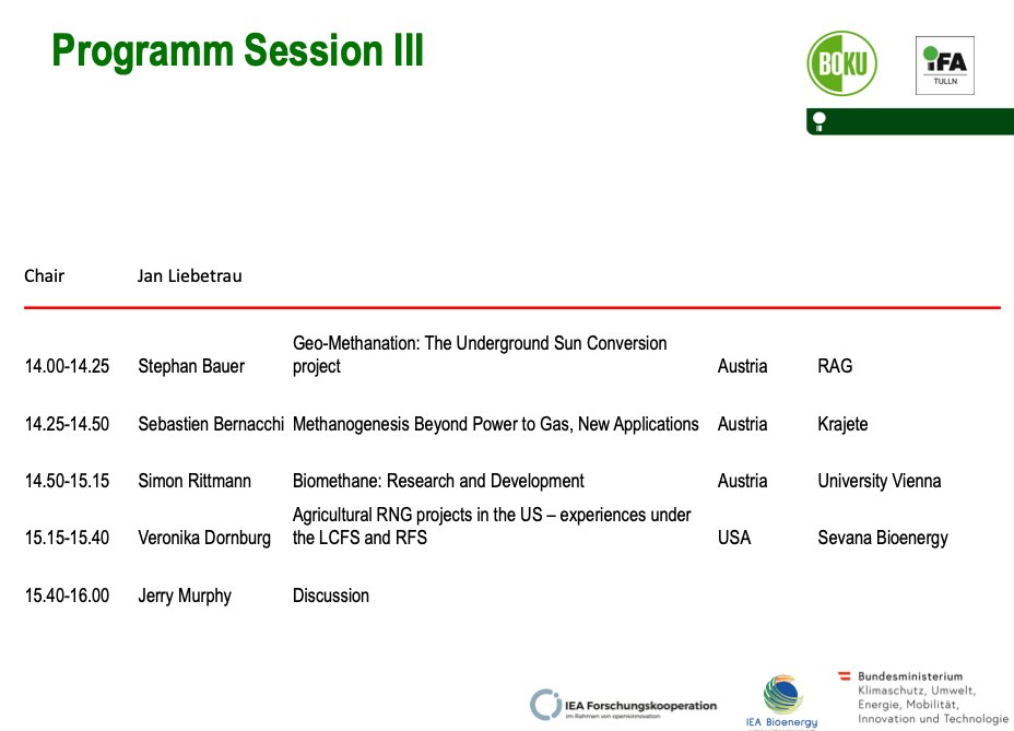 Jerry D Murphy (@jerrydmurphy66) on Twitter photo Presentations from six countries at the <a href="/IEABioenergy/">IEA Bioenergy</a> #biomethane workshop (including for #hydrogen, #biogas, #transport, #CircularEconomy ) hosted by <a href="/BOKUvienna/">BOKU University</a> available to download for free at:
task37.ieabioenergy.com/workshops.html Presentations from six countries at the <a href="/IEABioenergy/">IEA Bioenergy</a> #biomethane workshop (including for #hydrogen, #biogas, #transport, #CircularEconomy ) hosted by <a href="/BOKUvienna/">BOKU University</a> available to download for free at:
task37.ieabioenergy.com/workshops.html