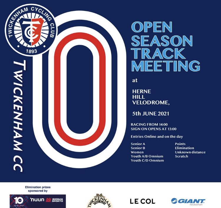 TwickCC's tweet image. Track racing is back at Herne Hill Velodrome and it’s open season!! @HerneHillVel @GiantTwickenham @LeColUK @TwickenhamAles @NuunSigmaSports #twickenhamcc