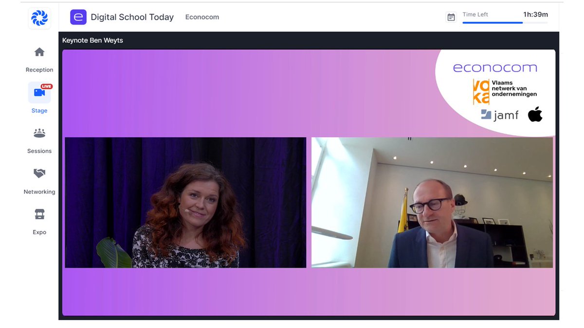 Minister <a href="/BenWeyts/">Ben Weyts</a> over #digisprong tijdens #digitalschooltoday.  "We moeten gaan voor een totale aanpak, investeren in alle aspecten van #digitalisering van ons #onderwijs: infrastructuur, omkadering, digitale leermiddelen, ICT vaardigheden, statuut van ICT coördinatoren."