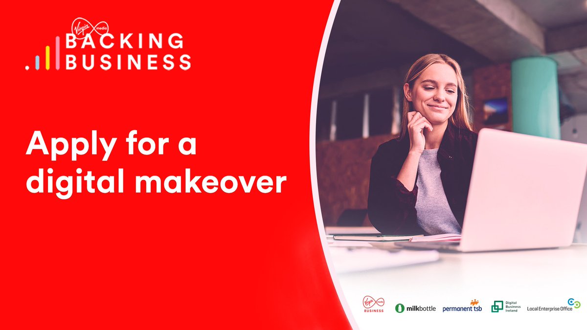 An exciting new #BackingBusiness initiative opens today where #Munster companies can apply for a digital transformation with the help of <a href="/vmbusinessie/">Virgin Media Business Ireland</a>, <a href="/milkbottlelabs/">Milk Bottle Labs🥛</a> <a href="/digitalire/">Digital Business Ireland (DBI)</a> <a href="/permanenttsb/">Permanent tsb</a> &amp; the #LocalEnterprise Offices.
Apply by May 18th at virginmedia.ie/business/backi…