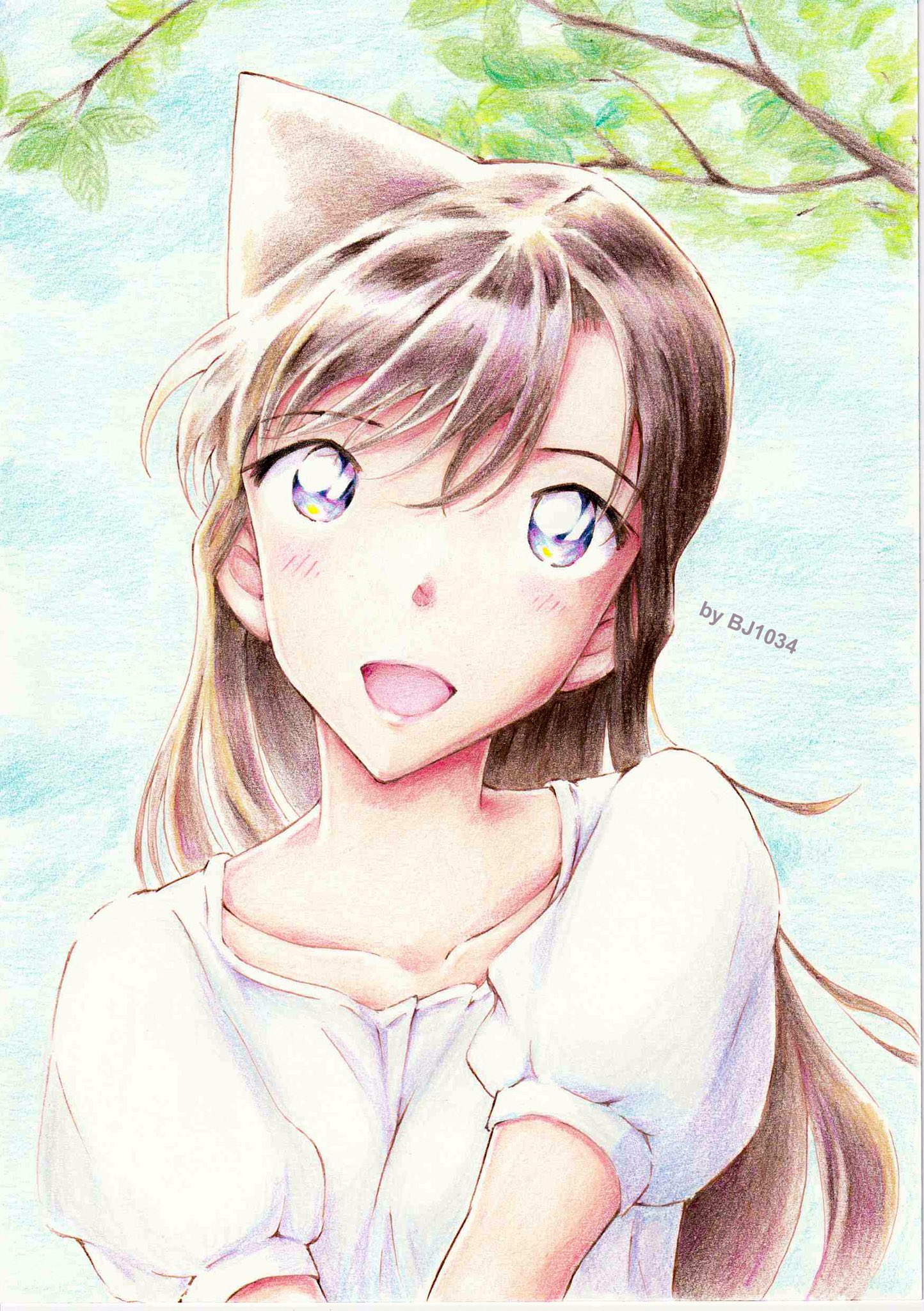 Bj1034 色鉛筆でコナンイラスト描いてます 誕生日の新ちゃんに 好きな子の笑顔プレゼント おめでとう 工藤新一誕生祭21 江戸川コナン誕生祭21 毛利蘭 色鉛筆 色鉛筆イラスト 名探偵コナン Detectiveconan Conan 新一ホイホイ T