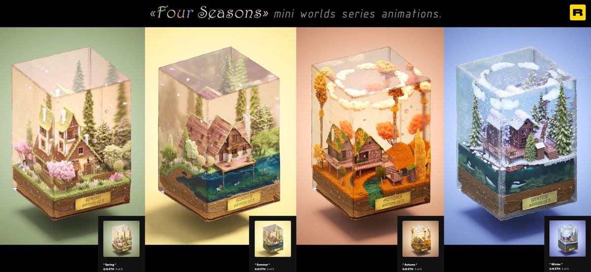 TritzChristophe's tweet photo. That's it! This first series is now over and available on @rariblecom  > https://t.co/ngyHzDtOia
Each season comes in edition of 5 (fixed price of 0.15Ξ) Thanks everyone who supported, liked and retweeted this 🙏 Now I'm gonna sleep for 96 hours!  
#voxelart #NFTs #NFTartist https://t.co/gKucSHvoNs