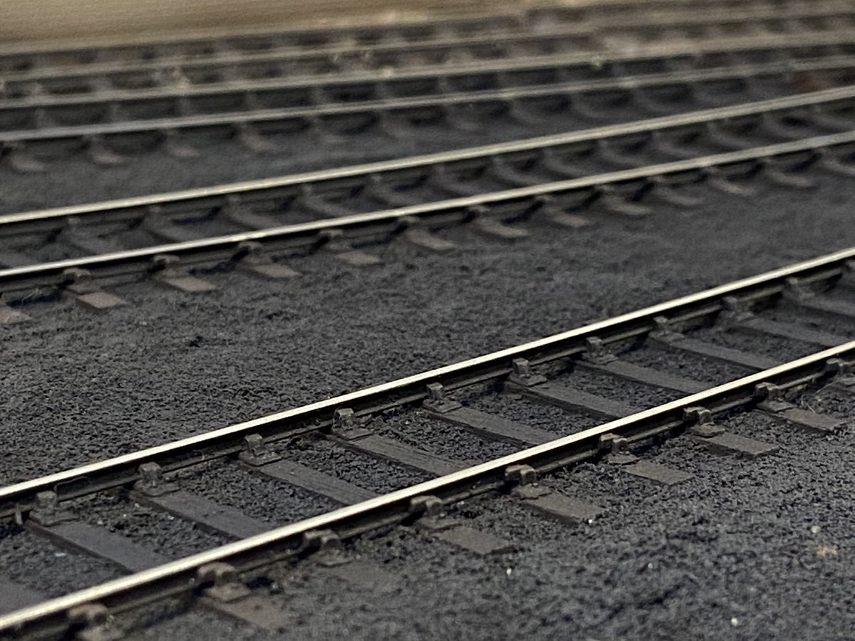 <a href="/EMGauge/">EMGauge</a> track weathered using Railmatch frame dirt, roof dirt and weathered black. Quite pleased with this! #emgauge #tmrguk