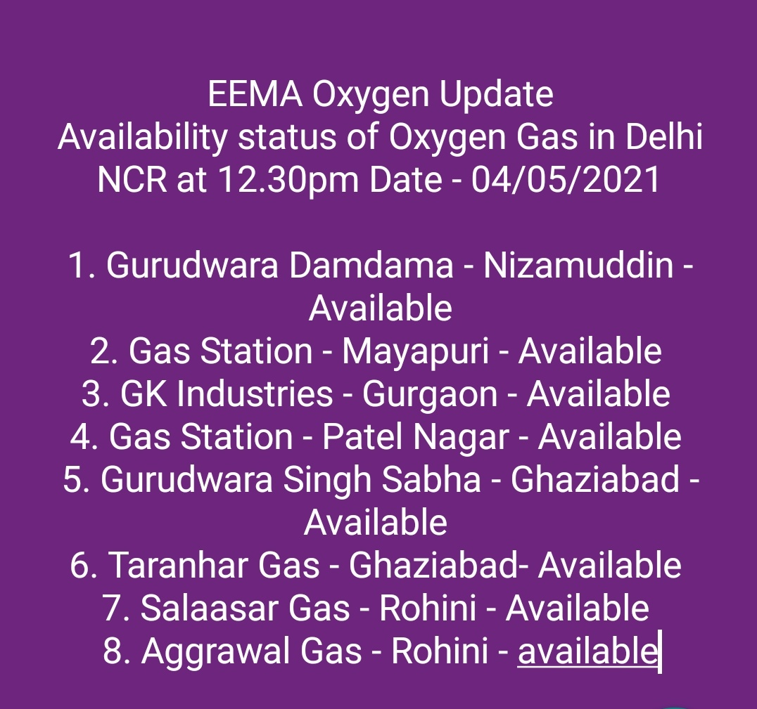 Latest Oxygen Availability in #delhi @SonuSood @SoodFoundation @purvipathak @vandana_k_19 @Lats_tweets