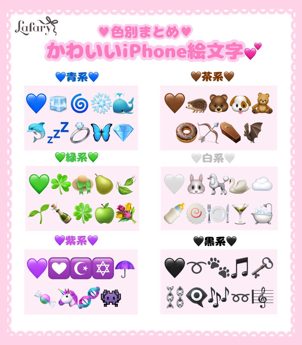 Lafary ラファリー 在 Twitter 上 色別まとめ かわいいiphone絵文字 T Co Wpehdibuvs Twitter