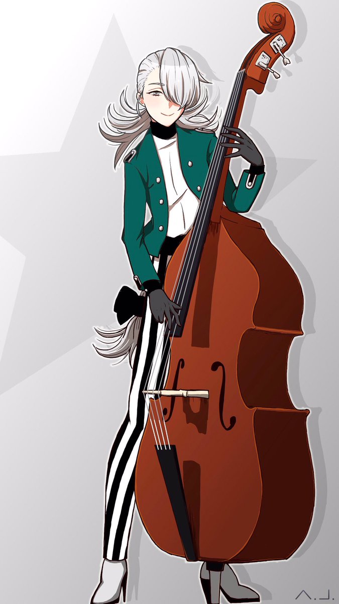 A J イラスト 唐突ですが コントラバスを演奏する咲口長広 を描きました 手袋を外そうかと思いましたが 弦楽器の演奏用の手袋があるらしいので それをつけている体です 美少年探偵団 咲口長広