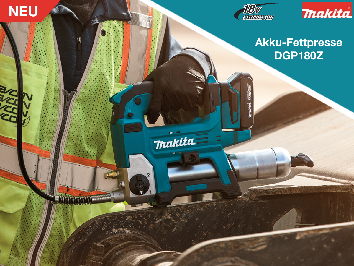 Ihr wollt es, ihr kriegt es! Wir präsentieren euch die #neue Akku-Fettpresse DGP180Z mit 18 V. Ihr maximaler Auspressdruck beträgt 690 bar, in Stufe 2 wird die Auspressgeschwindigkeit gemäß dem #Gegendruck automatisch reguliert. Hier gibt es alle #Infos bit.ly/DGP180Z.
