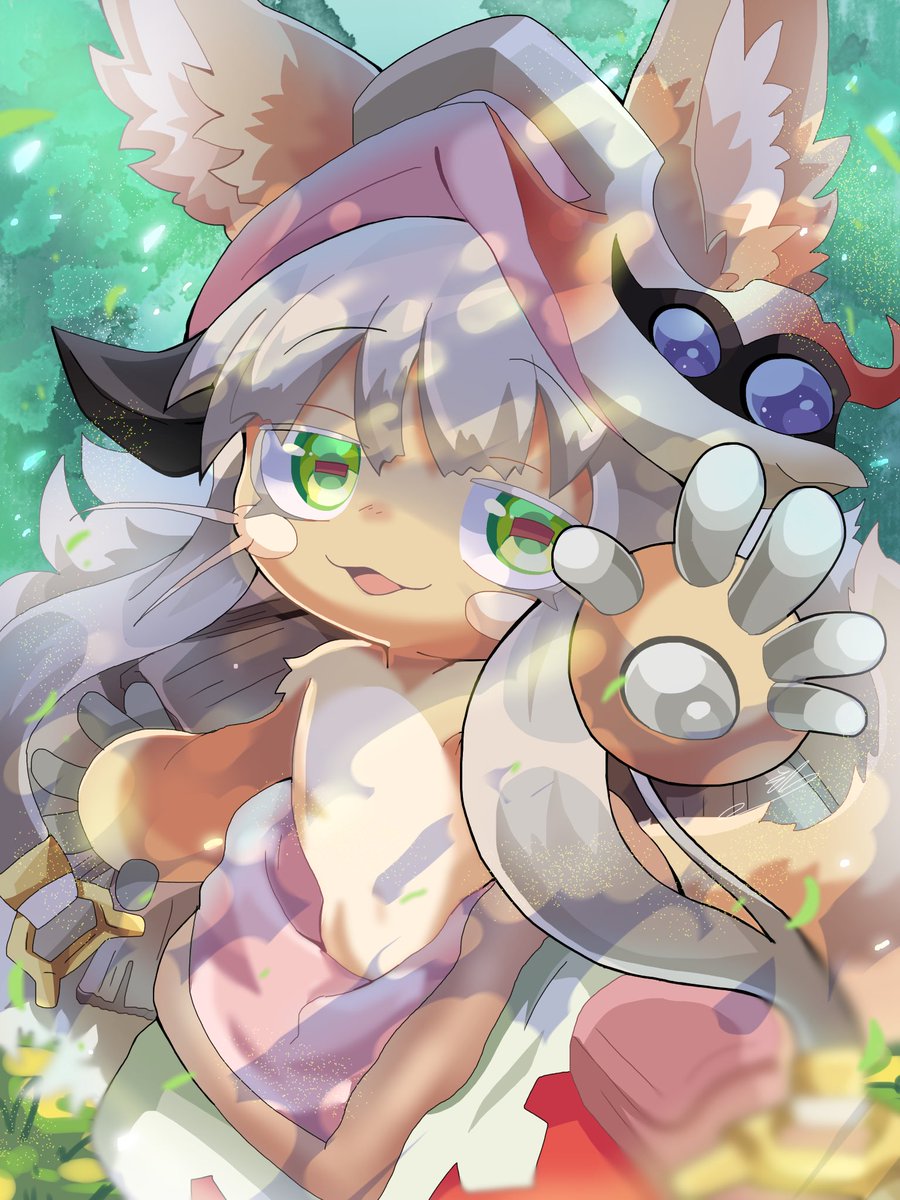 nanachi (made in abyss) animal ears 1other whiskers furry looking at viewer green eyes :3  illustration images