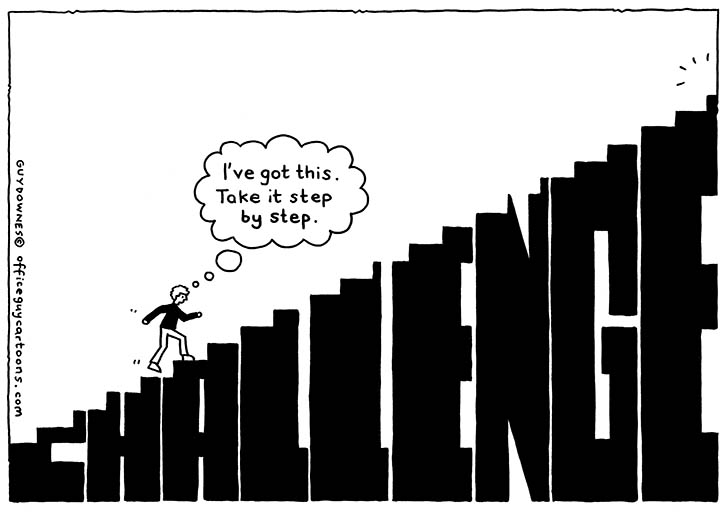 Office Guy Cartoons on X: One step at a time. #challenge #success