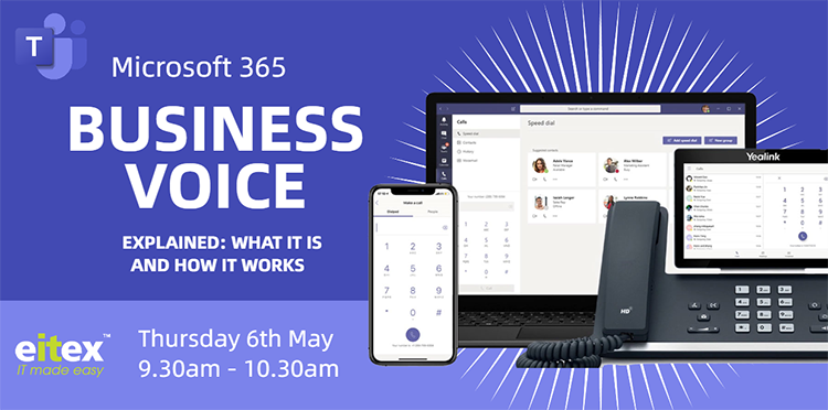 Eitex is hosting Microsoft 365 Business Voice Explained: What It Is and How It Works. Would you like to attend?

Thursday 6th May 9.30am to 10.30am Register here:  eventbrite.co.uk/e/microsoft-36…