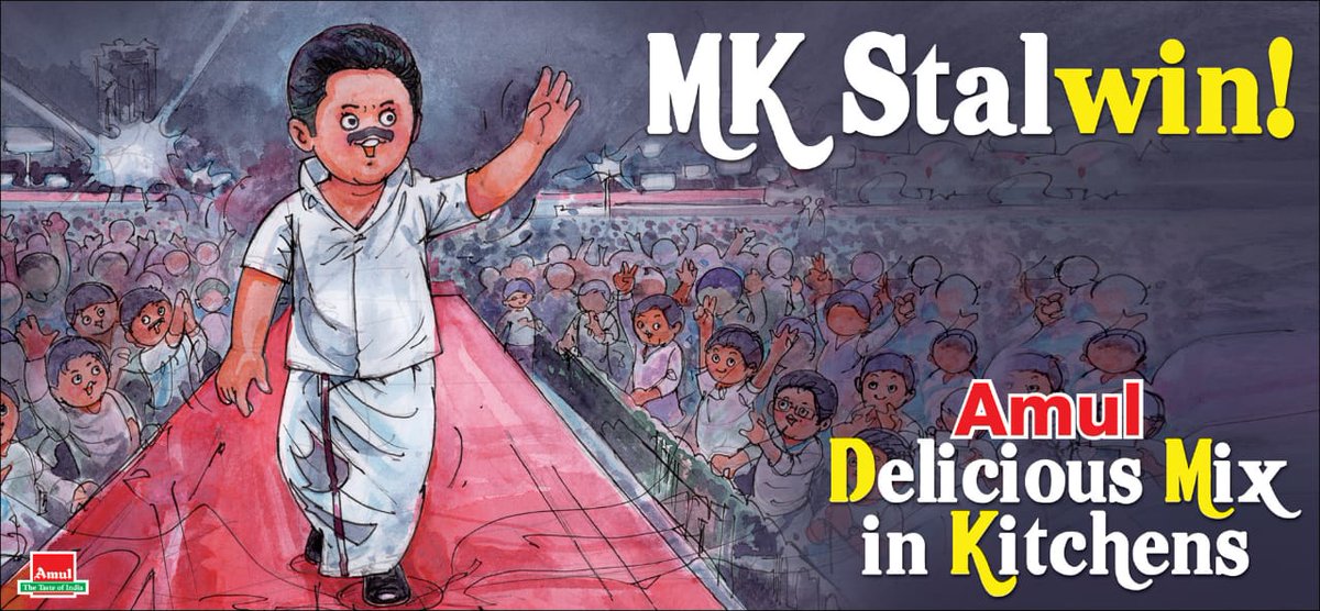 Amul_Coop's tweet photo. #Amul Topical: Victory in Tamil Nadu elections! https://t.co/8SeQaGhrby