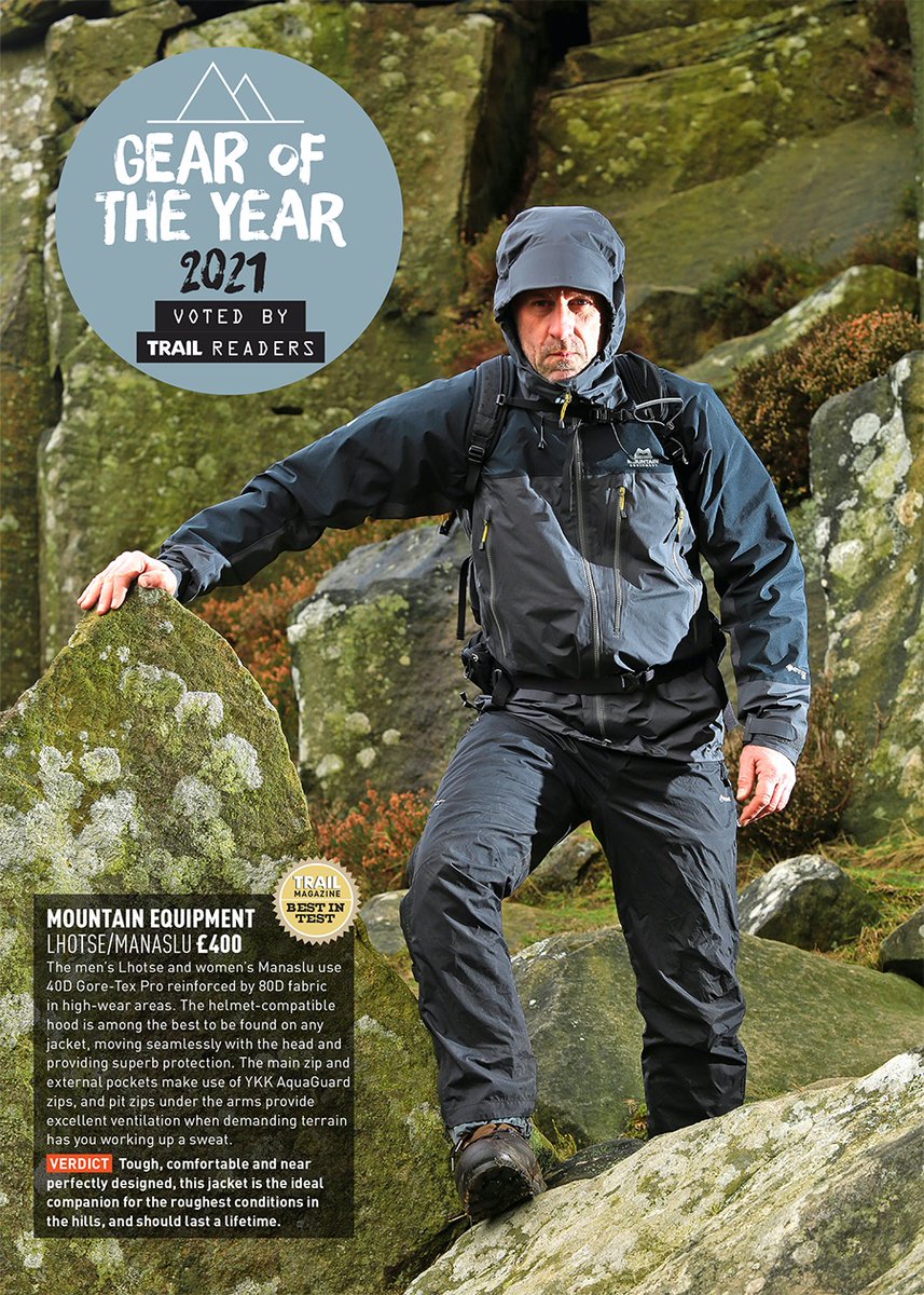 This year's Gear Guide is the first to feature  products voted for by our readers! 
The #GearOfTheYear 2021 winner in the Waterproof Jacket category is... the MOUNTAIN EQUIPMENT LHOTSE/MANASLU!
Get the 2021 Gear Guide with the May issue of Trail magazine - on sale now!