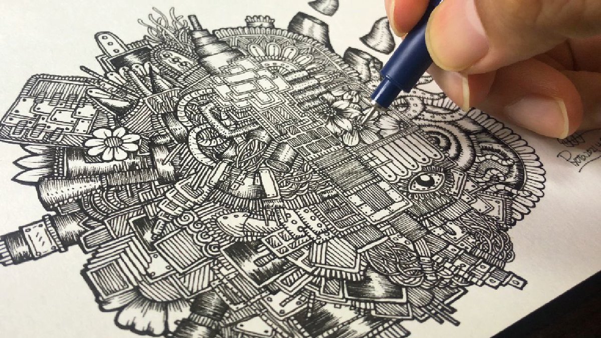 Nobe Ryota Gallery Youtube更新 機械っぽいペン画に挑戦 最高なイラストが完成しました 最強画材 アナログ絵師が機械っぽいペン画の描き方 アナログイラスト メイキング T Co Ugib0vflni Youtubeより ペン画 イラスト