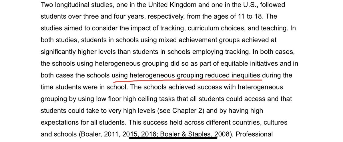 The California 2021 Math Framework says grouping students by ability in math is “inequitable” and points to studies showing that when all students are required to take the same math courses, the results are more equal!