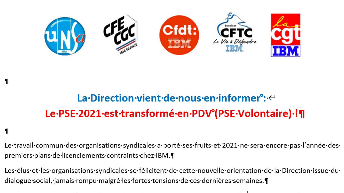 Cfecgc_IBM's tweet photo. Le PSE2021 devient PDV : Message de l'intersyndicale IBM France @Metalcfecgc, @IBM_France, @CFDT_IBMFR, @CFTC_IBM, @UnsaIBM
 #IBM  #PSE  #Emploi https://t.co/GstCDo0pM5 https://t.co/Ig7xGgz41w