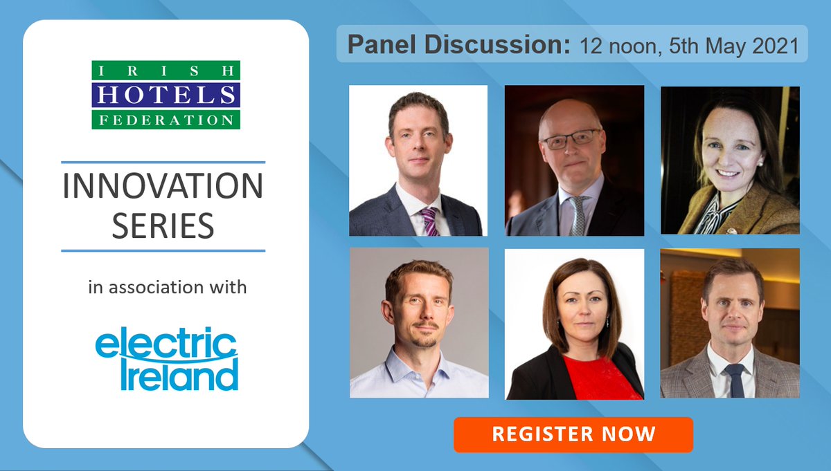 How are Irish hotels innovating for the future? Join us tomorrow, Wed 5th May 12-12:45pm for our expert panel discussion in association with Electric Ireland <a href="/ElectricIreland/">Electric Ireland</a> 

Find out more and register for free here👉 
us02web.zoom.us/webinar/regist…