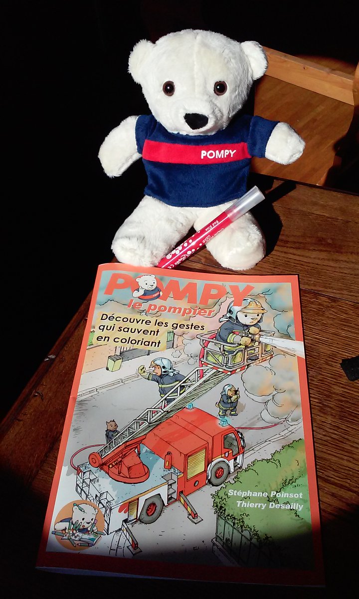 A l'occasion de la journée internationale des sapeurs-pompiers, un grand merci à la peluche #Pompy qui accompagne les enfants dans des moments difficiles. Son livre de coloriage est toujours disponible. Contacts en MP