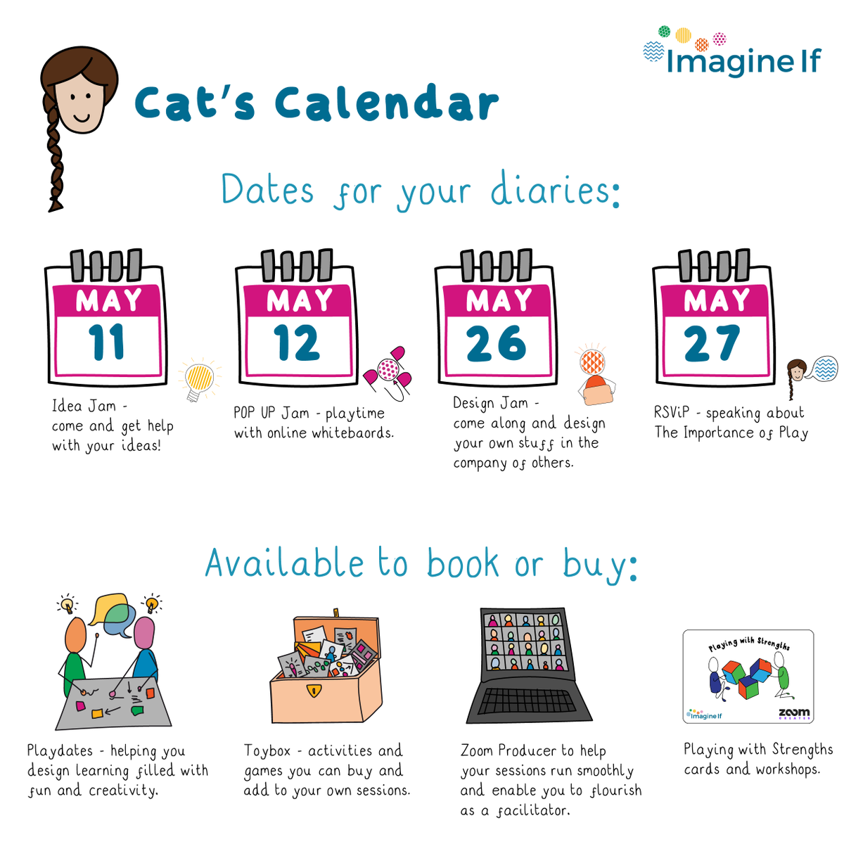 The big dates in my diary for this month are below.  Fancy joining for me any?  Let me know and I'll send you the link to book on ;-)
#JamSessions #TheIdeasLady