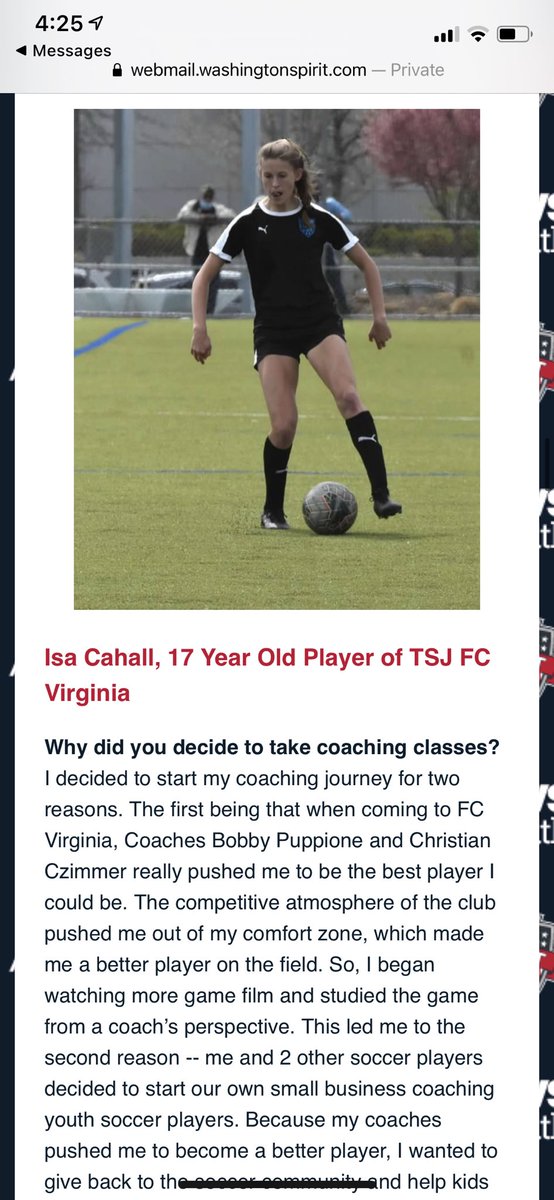 I am so excited to be featured in the Washington spirit newsletter!!
Click the link below to read the whole thing!!⚽️🔥

webmail.washingtonspirit.com/alliance-partn…