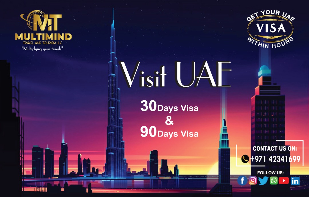توییتر \ Multimind Travel & Tourism LLC در توییتر: «Experience UAE !!! Dubai  Tourist Visa 30 days / 90 days CANCELLED VISA / FOR RENEWAL ( TOURIST TO  TOURIST ) For details :