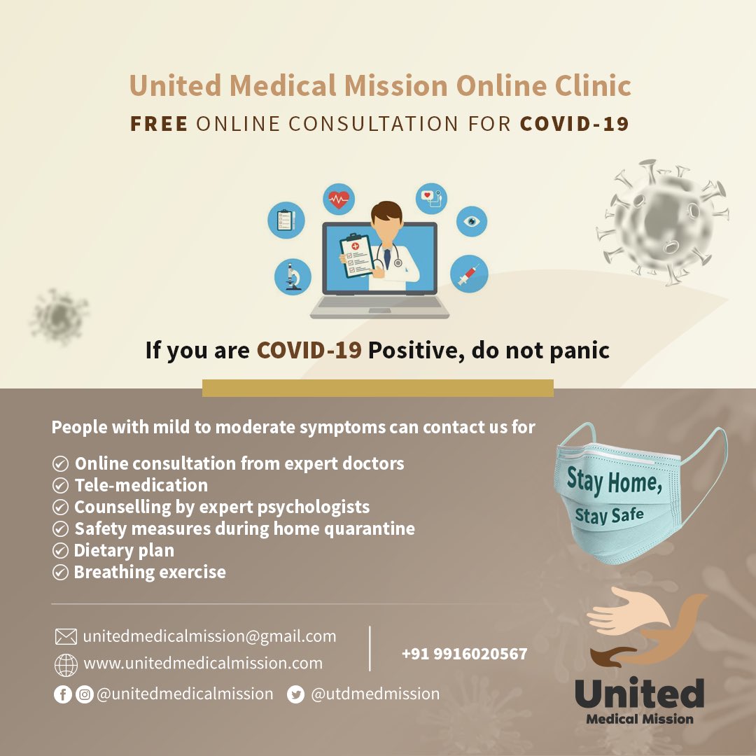 utdmedmission's tweet photo. Free Online Clinic for COVID-19 by United Medical Mission #unitedmedicalmission #online #clinic #onlineclinic #onlineconsultation #consultation #covid19 https://t.co/uYBwux254V