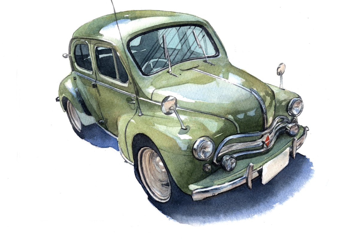「#みどりの日

車体が緑

#透明水彩 #車イラスト 」|コサカダイキ｜イラストレーターのイラスト
