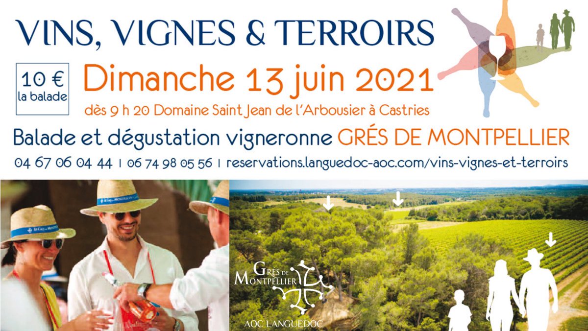 GdMontpellier's tweet photo. 📆A vos agendas ! Reprise des réjouissances le dimanche 13 juin avec « Vins, Vignes et terroirs » en @AOCLanguedoc Grés de Montpellier au @DArbousier 
Retrouvez nos vignerons pour une escapade nature &amp; gourmande 🍷🥨! Plus d’infos 👉 https://t.co/HPHkMWLxvZ
#oenotourisme https://t.co/YxGHTahptf