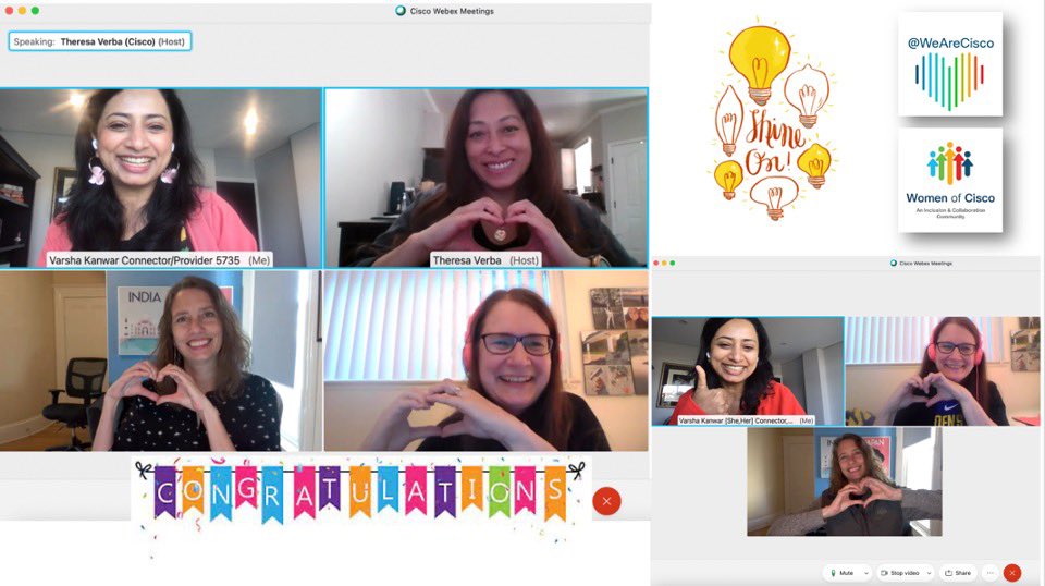 VarshaKanwar's tweet image. Congratulations 🎊🎉  @JudyRadlinsky on your promotion and the new role. Wishing you the very best 🍀 for continued success and impact. Great example of talent mobility in action across #CiscoCX. #ExampleIsLeadership 🙌🏽 @tcolon. #WeAreCisco #WomenInTech #WomenOfCisco