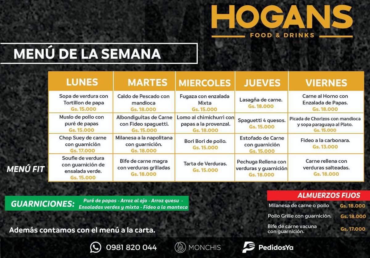 hogansbarpy's tweet photo. Buen día 🙂 ya contamos con Almuerzos  en el local también podes hacer tus pedidos para delivery y/0 Pickup al 0981-820044!
Hoy el especial de la casa es el Pira Caldo con Mandioca!
Te esperamos Dr Morra c/ Lillio!
Dale rt xfa !
#apoyanegocioslocales
#asuncion #Paraguay https://t.co/LSmjPPalhL
